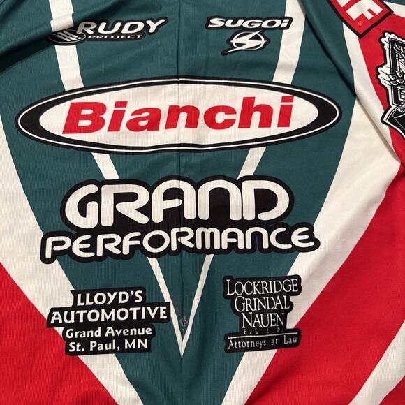 Bianchi Sugoi Men Sz L Short Sleeve Jersey 1/2 Zip Red Green Minnesota Summit - Picture 2 of 12